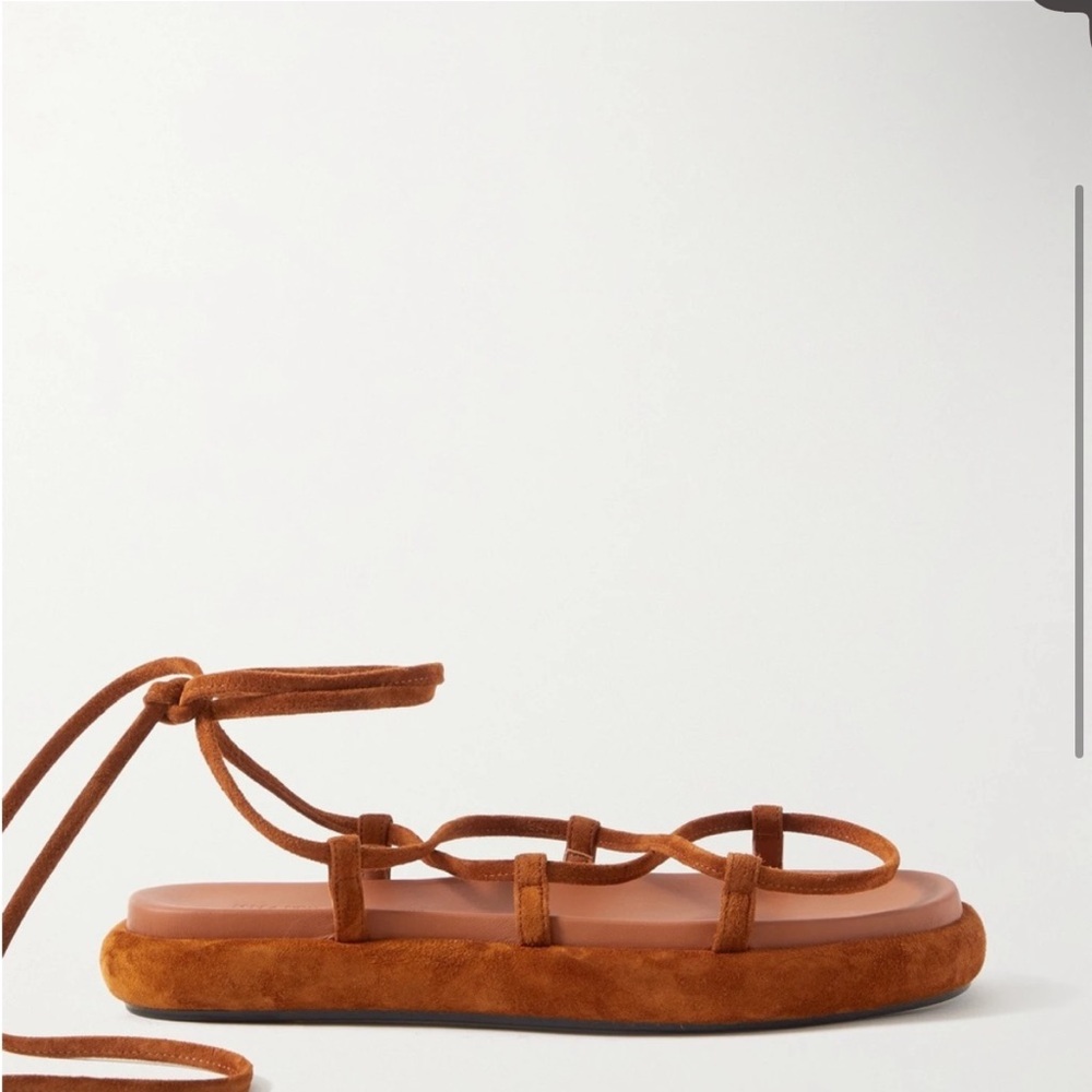 Khaite Alba leather-trimmed suede sandals
